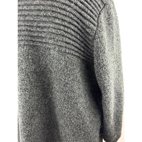 Alpaca Connection Grey Wool Blend Peruvian Shawl Collar Cozy Blanket Cardigan OS - Picture 7 of 12